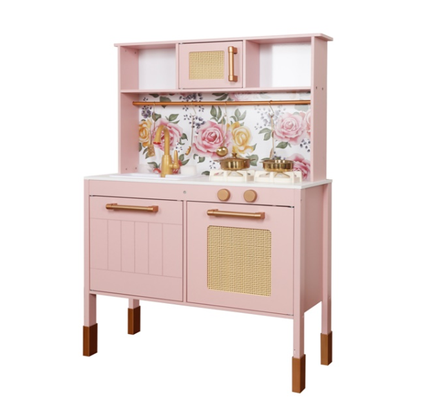Деревянная Кухня с аксессуарами и функциами 70*34*103cм, розовая W10C1042