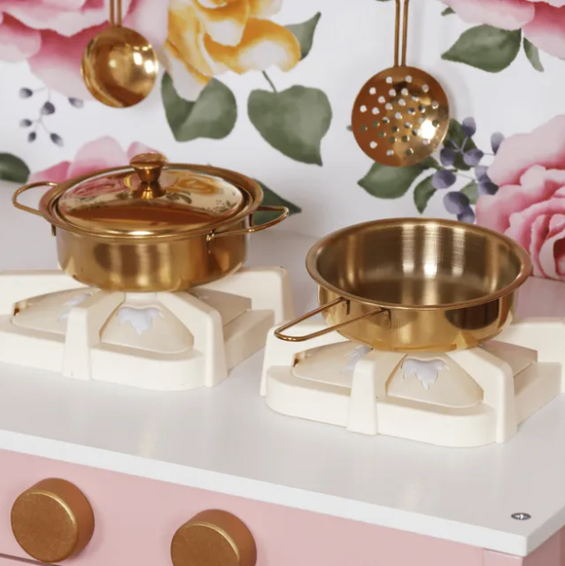 Деревянная Кухня с аксессуарами и функциами 70*34*103cм, розовая W10C1042