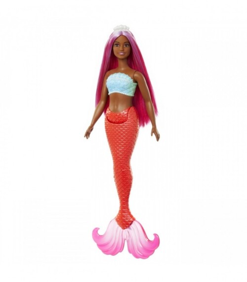 BARBIE DREAMTROPIA PAPUSA SIRENA CU PAR MAGENTA SI COADA PORTOCALIE, MTHRR02_HRR04
