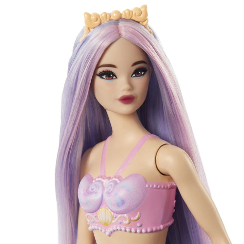 BARBIE DREAMTOPIA PAPUSA SIRENA CU PAR MOV SI COADA MOV, MTHRR02_HRR06