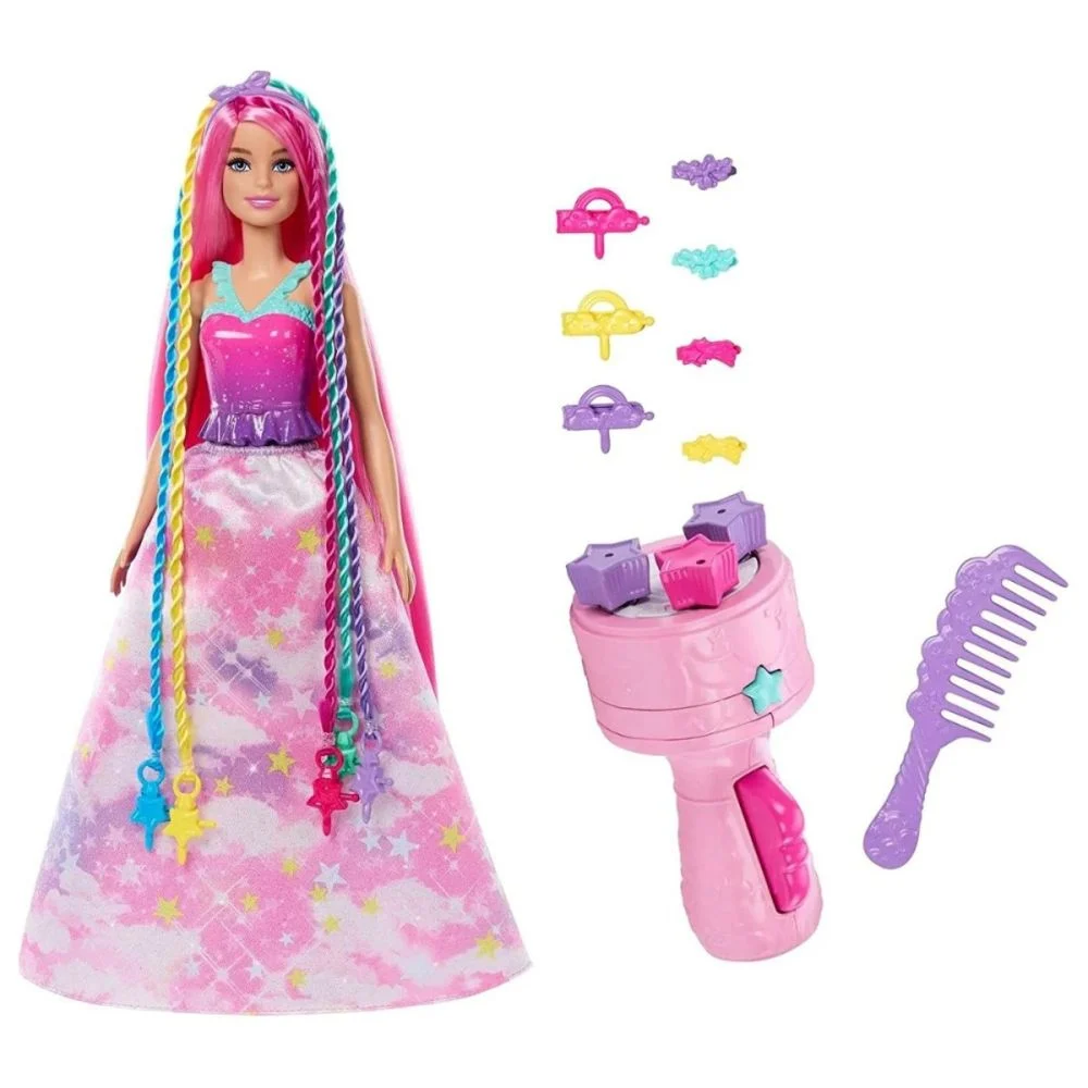 Papusa Barbie Dreamtropia cu aparat de coafat, MTJCW55
