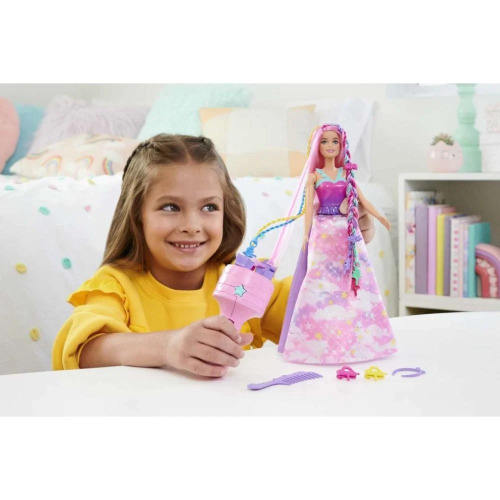 Papusa Barbie Dreamtropia cu aparat de coafat, MTJCW55