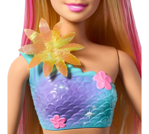 BARBIE PAPUSA SIRENA CU PAR BLOND SI COADA ALBASTRA, MTJDM72