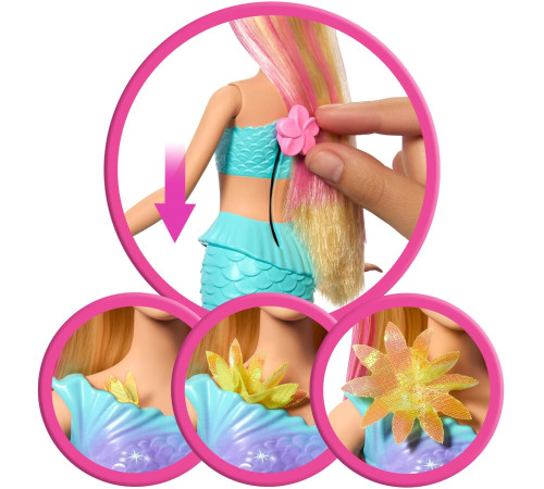 BARBIE PAPUSA SIRENA CU PAR BLOND SI COADA ALBASTRA, MTJDM72