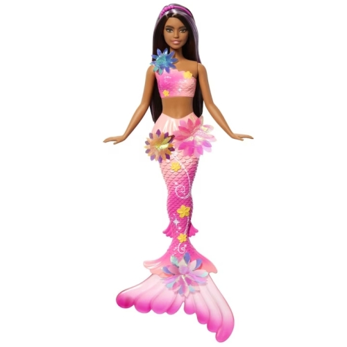 BARBIE PAPUSA SIRENA FLOAREA MAGICA CU PAR BRUNET SI COADA ROZ, MTJDM73