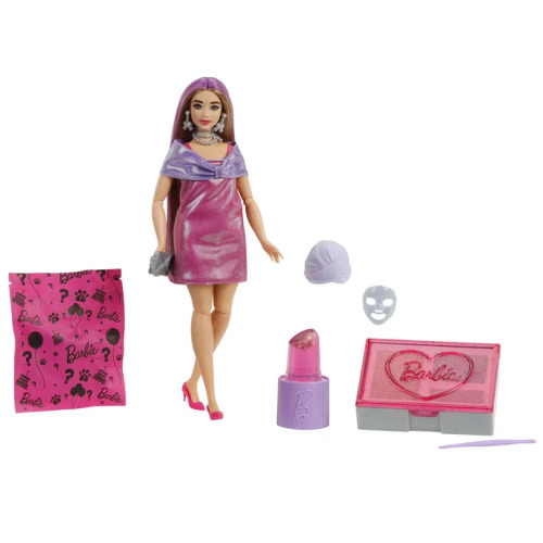 BARBIE SET PARTY UNBOXED REVEAL PAPUSA BARBIE MOV CU 10 ACCESORII SURPRIZA, MTJFY67