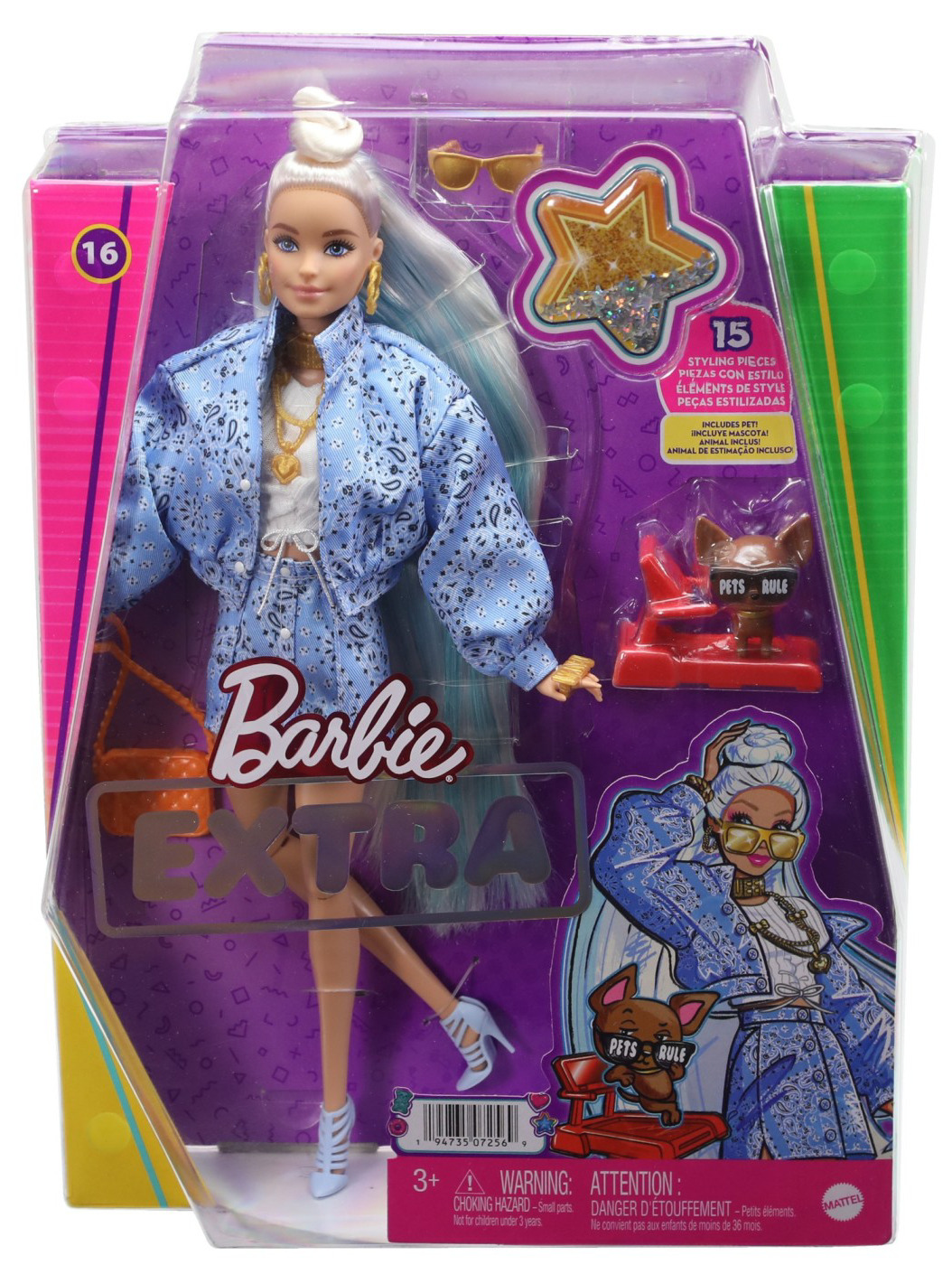 BARBIE PAPUSA BARBIE EXTRA BARBIE CU BANDANA, MTHHN08