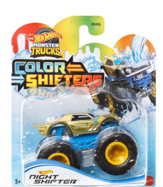 HOT WHEELS MONSTER TRUCK CAMION NIGHT SHIFTER CU CULORI SCHIMBATOARE SCARA 1:64, MTHGX06_HNW06