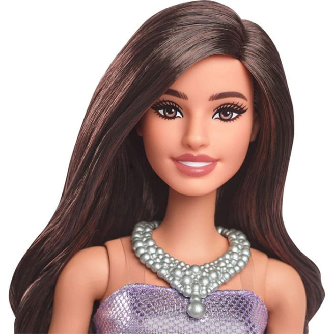 PAPUSA BARBIE FASHIONISTA BRUNETA CU ROCHIE MOV SI COLIER, MTFBR37_HYT92