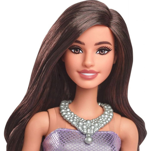 PAPUSA BARBIE FASHIONISTA BRUNETA CU ROCHIE MOV SI COLIER, MTFBR37_HYT92