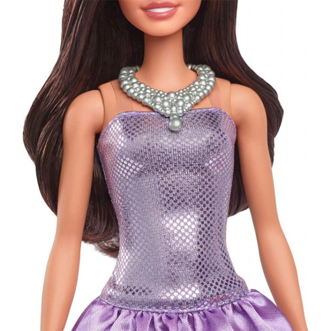 PAPUSA BARBIE FASHIONISTA BRUNETA CU ROCHIE MOV SI COLIER, MTFBR37_HYT92