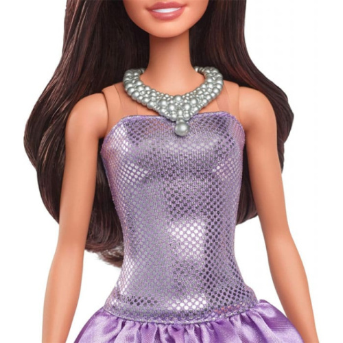 PAPUSA BARBIE FASHIONISTA BRUNETA CU ROCHIE MOV SI COLIER, MTFBR37_HYT92