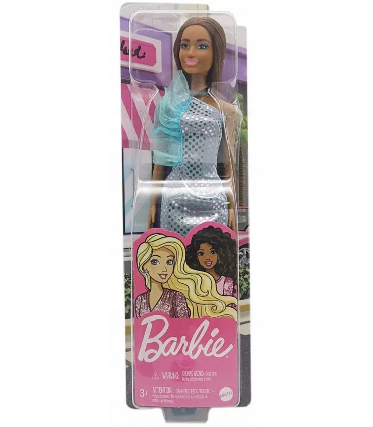 Кукла Барби  в блестящем синем атласном платье, MTT7580_HJR95