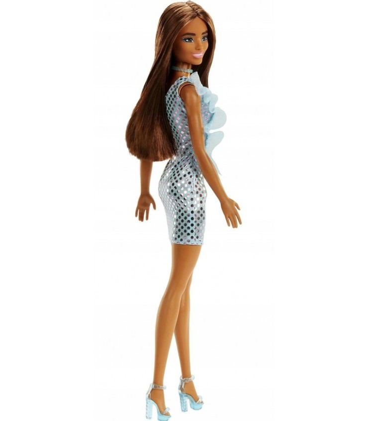 Кукла Барби  в блестящем синем атласном платье, MTT7580_HJR95