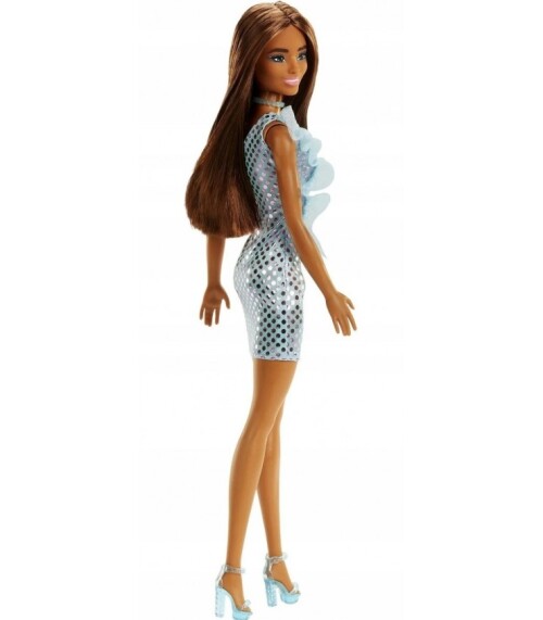 Кукла Барби  в блестящем синем атласном платье, MTT7580_HJR95
