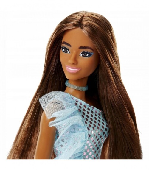 Кукла Барби  в блестящем синем атласном платье, MTT7580_HJR95