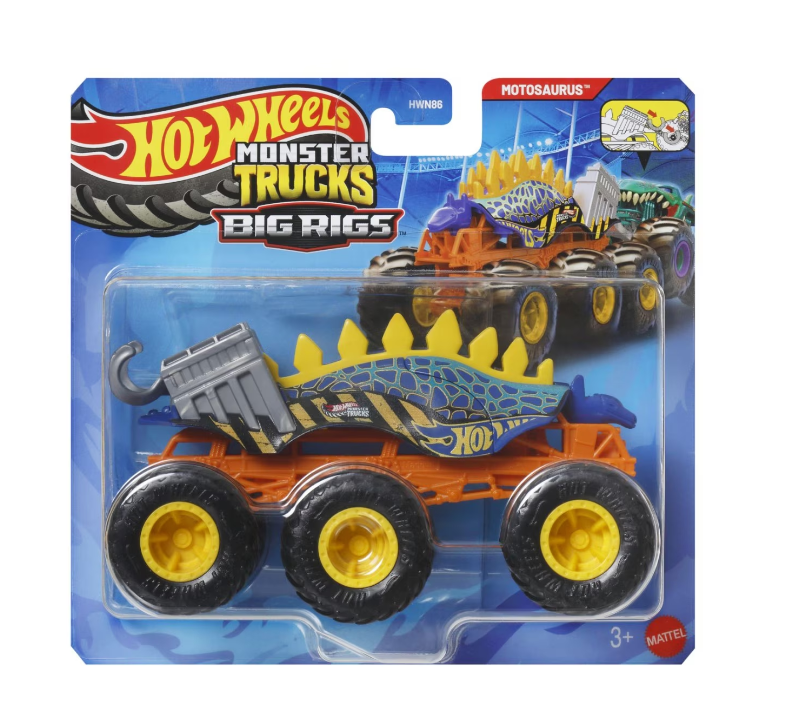 Монстр-трак Hot Wheels Big Rigs металлическая машинка Motosaurus 6 колёс масштаб 1:64, MTHWN86_JCH43