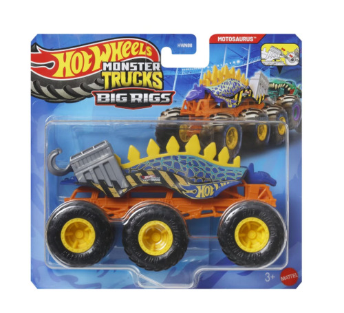 Монстр-трак Hot Wheels Big Rigs металлическая машинка Motosaurus 6 колёс масштаб 1:64, MTHWN86_JCH43
