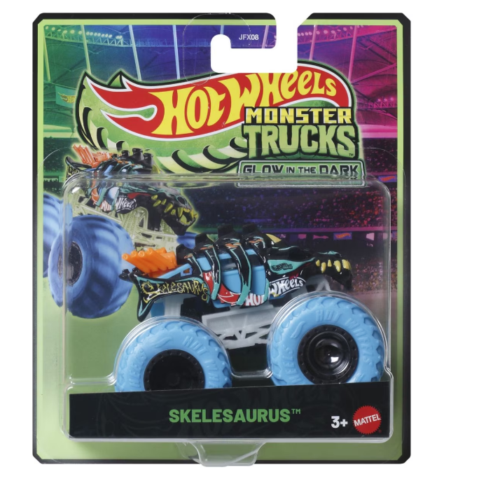 Монстр-трак Hot Wheels Машинка светится в темноте SkeleSaurus масштаб 1:64, MTJFX08_JCG70