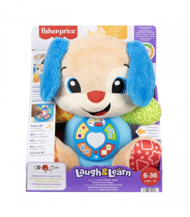 FISHER PRICE CATEL INTERACTIV CU URECHI ALBASTRE RADE SI INVATA, MTJFD24