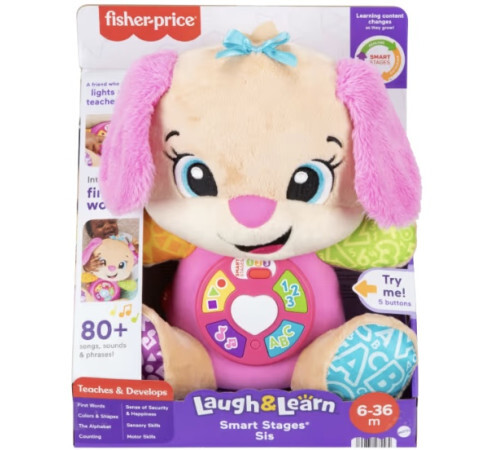 Интерактивный щенок с розовыми ушами Fisher Price смейся и учись, MTJFD33