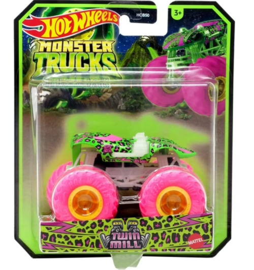 Монстр-трак Hot Wheels светится в темноте Twin Mill масштаб 1:64, MTJFX08_JFX22