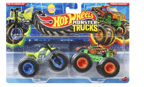 Монстр-трак Набор из 2 машинок Tri-To-Crush Me и Podium Crasher, масштаб 1:64 Hot Wheels, MTFYJ64_JCC70