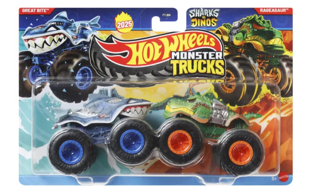 Монстр-трак Набор из 2 машинок Great Bite и Rageasaur, масштаб 1:64 Hot Wheels, MTFYJ64_JCC71
