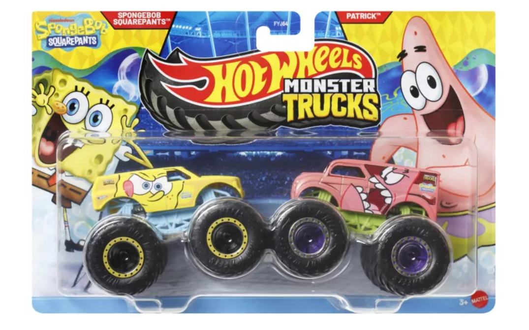 HOT WHEELS MONSTER TRUCK SET 2 MASINI SPONGEBOB SQUAREPANTS SI PATRICK SCARA 1 LA 64, MTFYJ64_JCC81