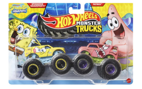 Монстр-трак Набор из 2 машинок SpongeBob SquarePants и Patrick, масштаб 1:64 Hot Wheels,MTFYJ64_JCC81