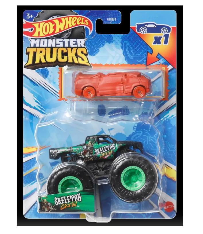 HOT WHEELS MONSTER TRUCK SI MASINUTA METALICA SKELETON CREW, MTGRH81_HKM11