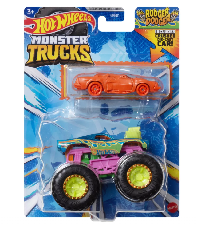 Монстр-трак и металлическая машинка Rodger Dodger Hot Wheels, MTGRH81_HWN37