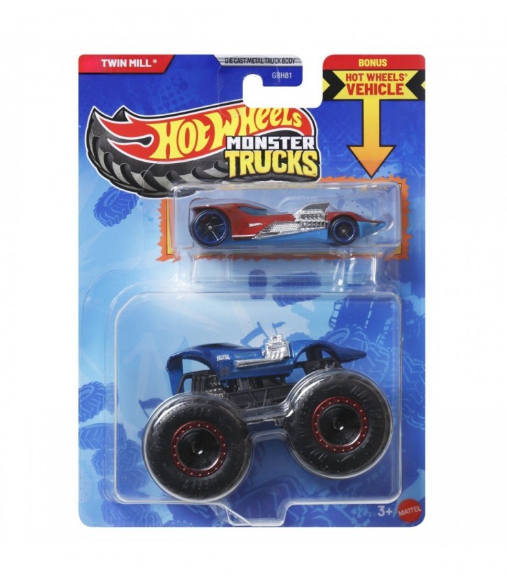 HOT WHEELS MONSTER TRUCK SI MASINUTA METALICA TWIN MILL, MTGRH81_JCG34