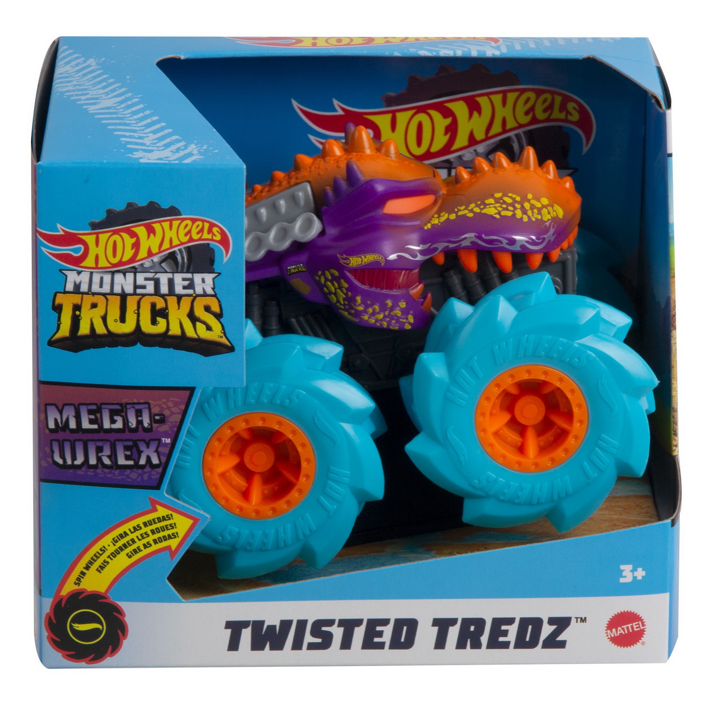 Монстр-трак машинка Twister Tredz Mega Wrex (синий), масштаб 1:43 Hot Wheels, MTGVK37_GVK39