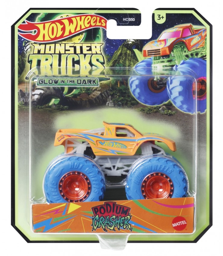 Монстр-трак, Машинка светящаяся в темноте, Podium Crasher, масштаб 1:64 Hot Wheels, MTHCB50_HWC84