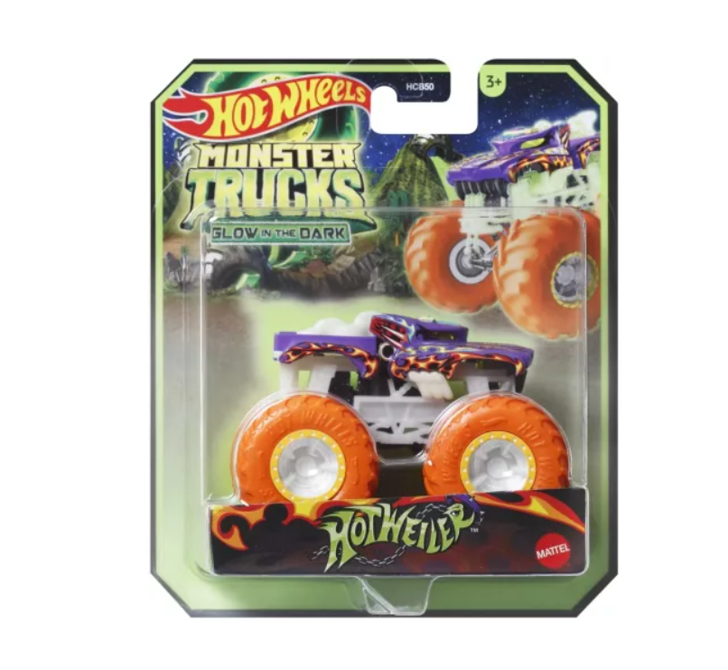HOT WHEELS MONSTER TRUCK GLOW IN THE DARK MASINUTA HOTWEILER SCARA 1:64, MTHCB50_HWC92