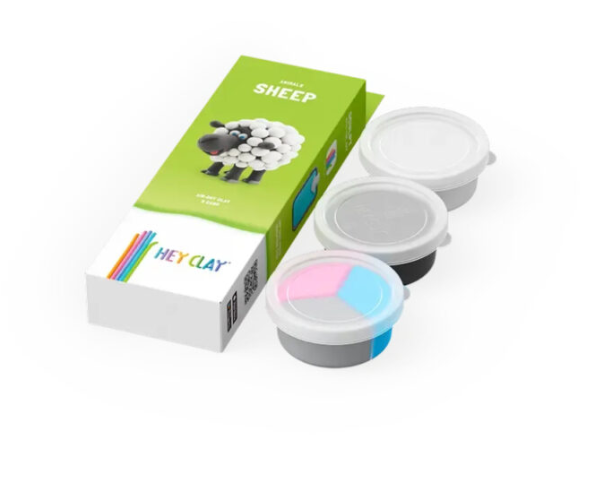 Набор для лепки воздушный пластилин, "Sheep" 3 баночки, HC-30049