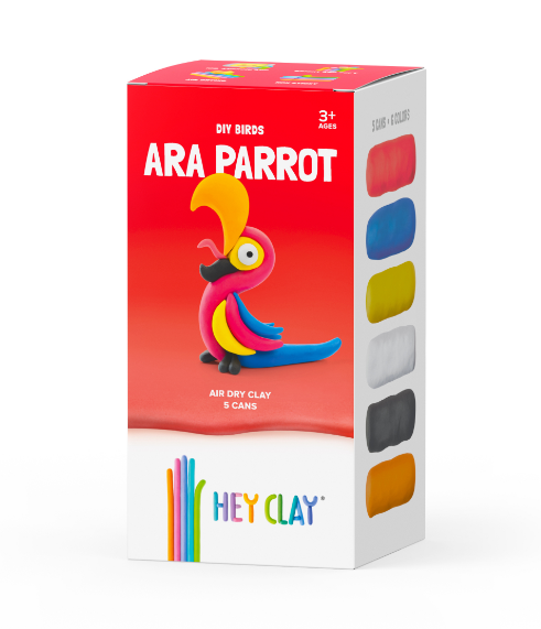 Набор для лепки воздушный пластилин, "Ara Parrot" 3 баночки, HC-30054
