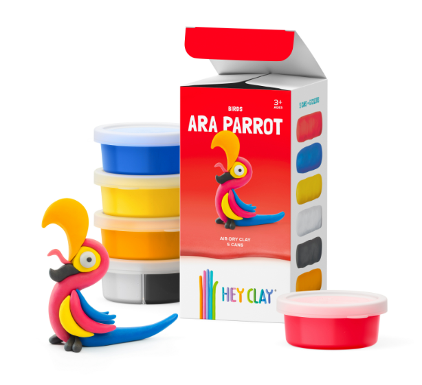 Набор для лепки воздушный пластилин, "Ara Parrot" 3 баночки, HC-30054