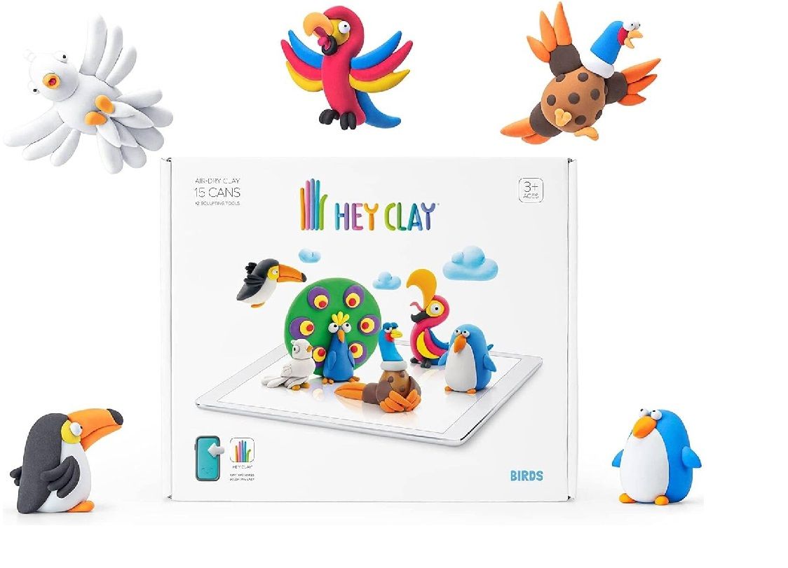 Набор для лепки воздушный пластилин, "Birds" 15 баночек, HC-15013