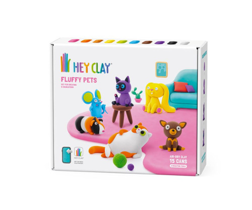 Набор для лепки воздушный пластилин, "Fluffy Pets" 15 баночек, HC-15023