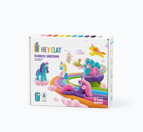 Набор для лепки воздушный пластилин, "Rainbow Unicorns" 15 баночек, HC-15028