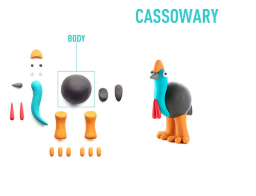 Set pasta de modelat, "Cassowary" 3 recipiente, HC-30129