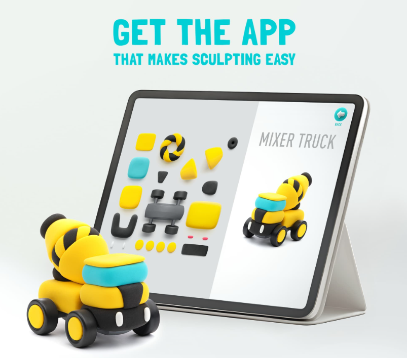 Набор для лепки воздушный пластилин, "Construction Vehicles" 3 баночки, HC-12901