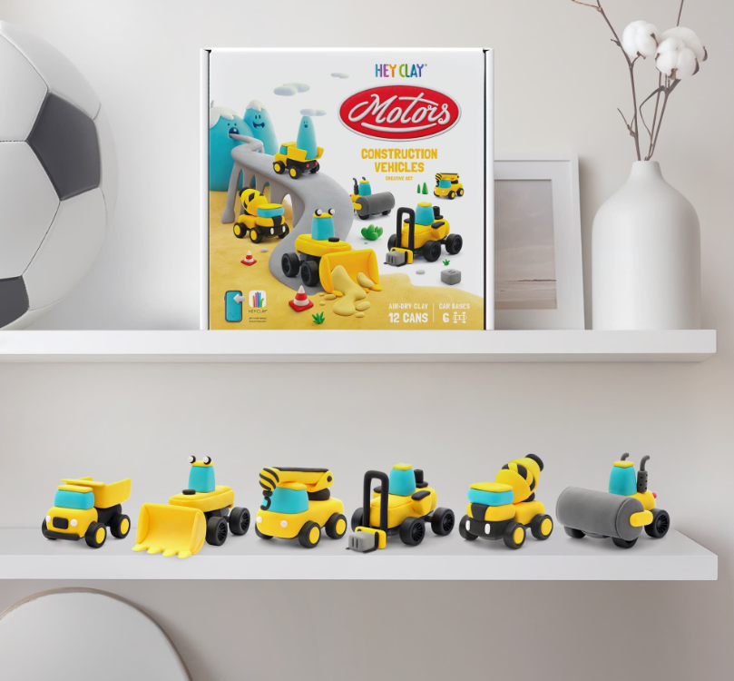 Набор для лепки воздушный пластилин, "Construction Vehicles" 3 баночки, HC-12901