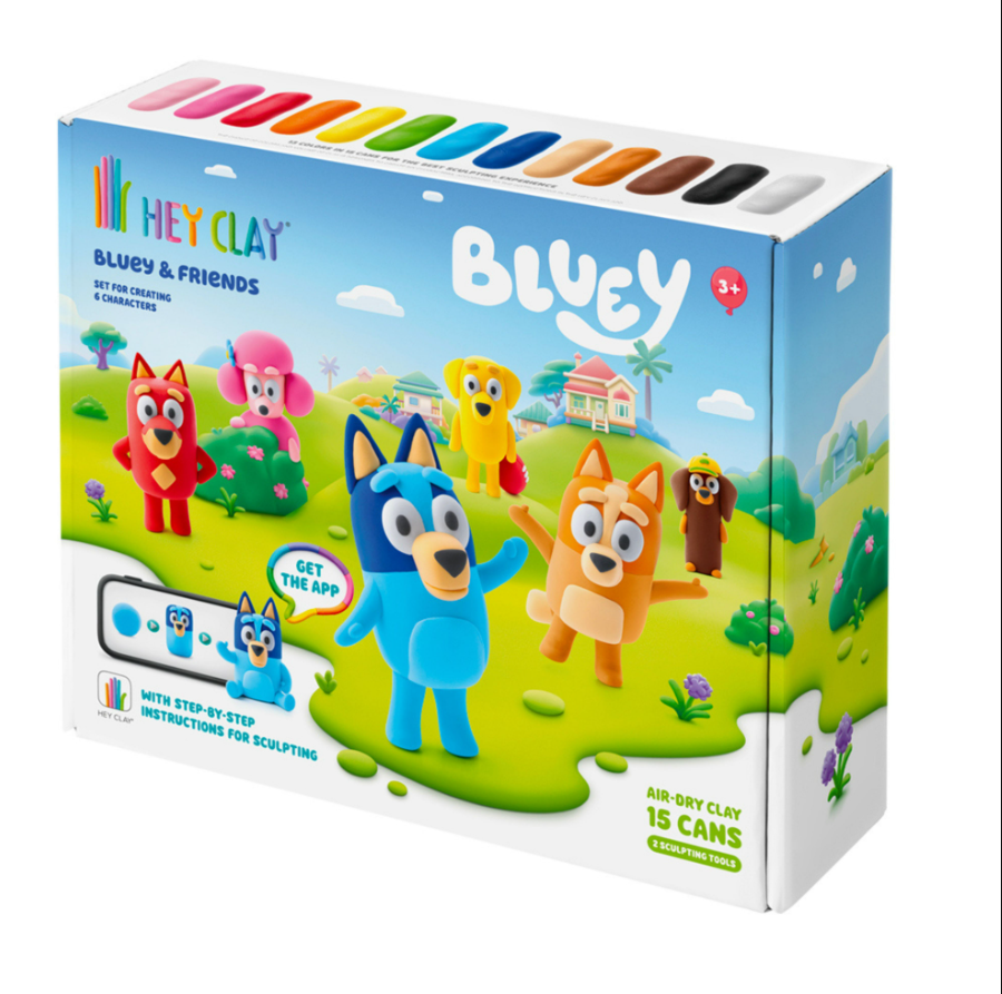 Набор для лепки воздушный пластилин, "Bluey and Friends" 15 баночек, HC-15031