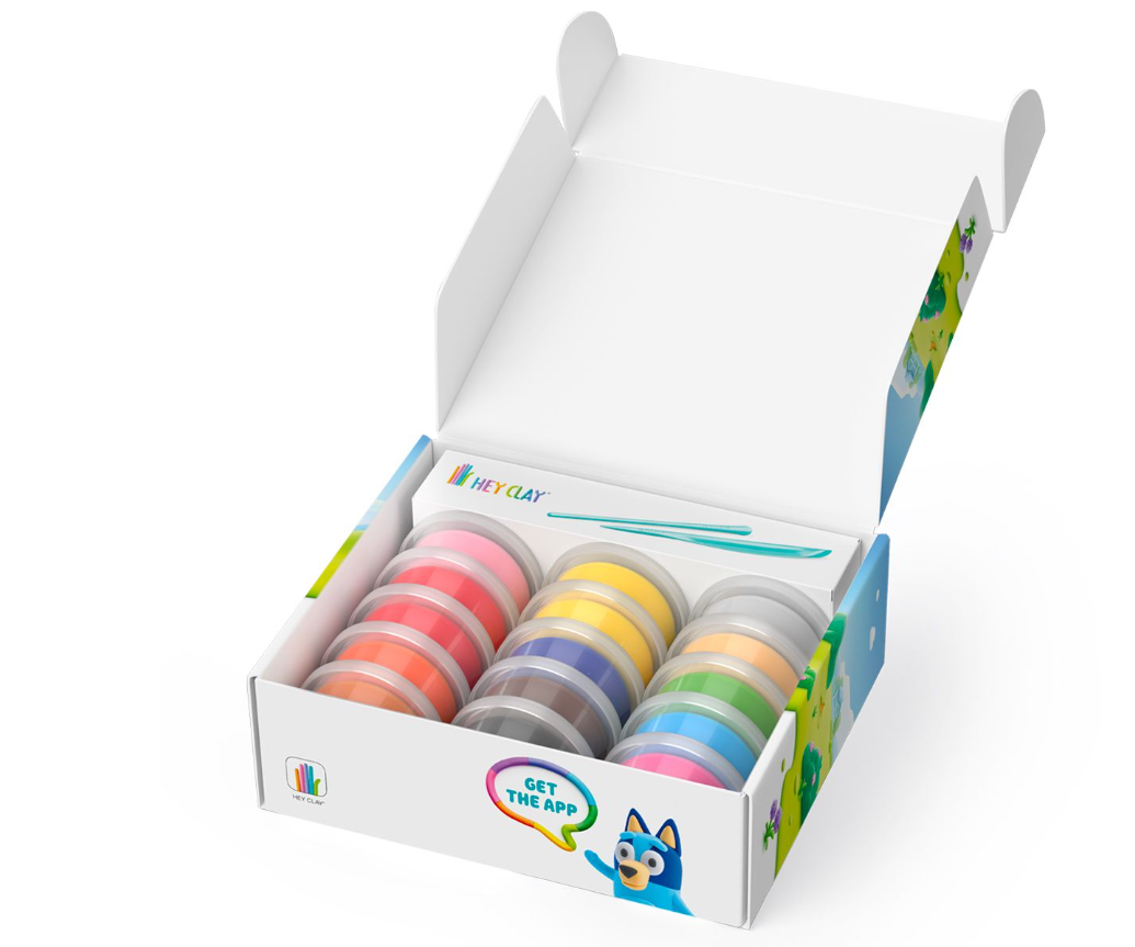 Набор для лепки воздушный пластилин, "Bluey and Friends" 15 баночек, HC-15031