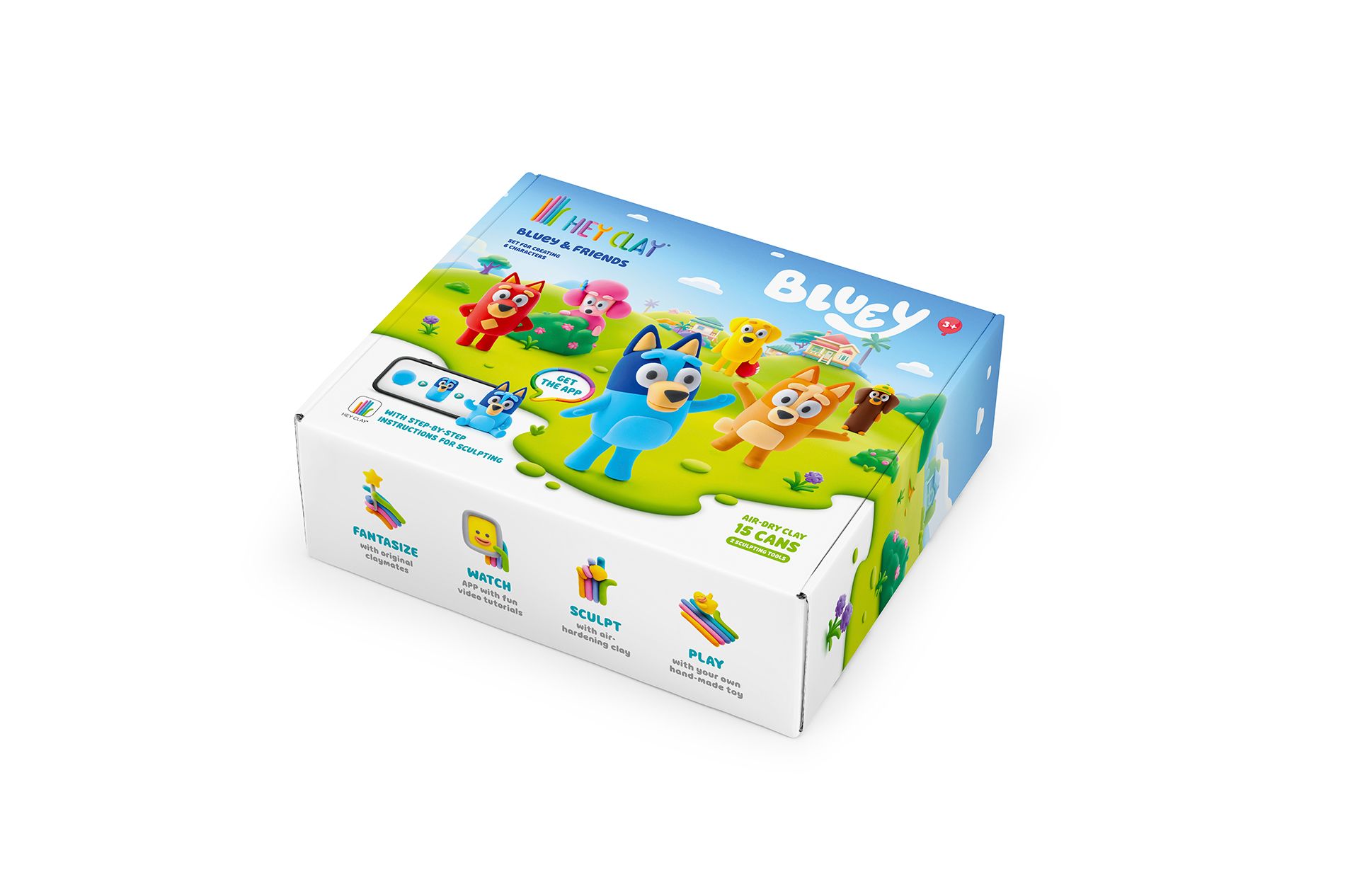 Набор для лепки воздушный пластилин, "Bluey and Friends" 15 баночек, HC-15031