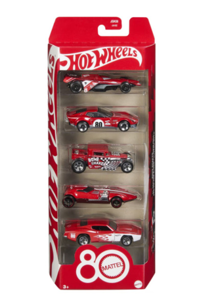 HOT WHEELS SET 5 MASINUTE METALICE ANIVERSARE 80 DE ANI SCARA 1 LA 64, MTJGK08