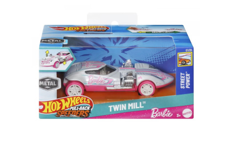 HOT WHEELS MASINUTA METALICA CU SISTEM PULL BACK BARBIE TWIN MILL STREET POWER SCARA 1:43, MTHPR70_JCM06